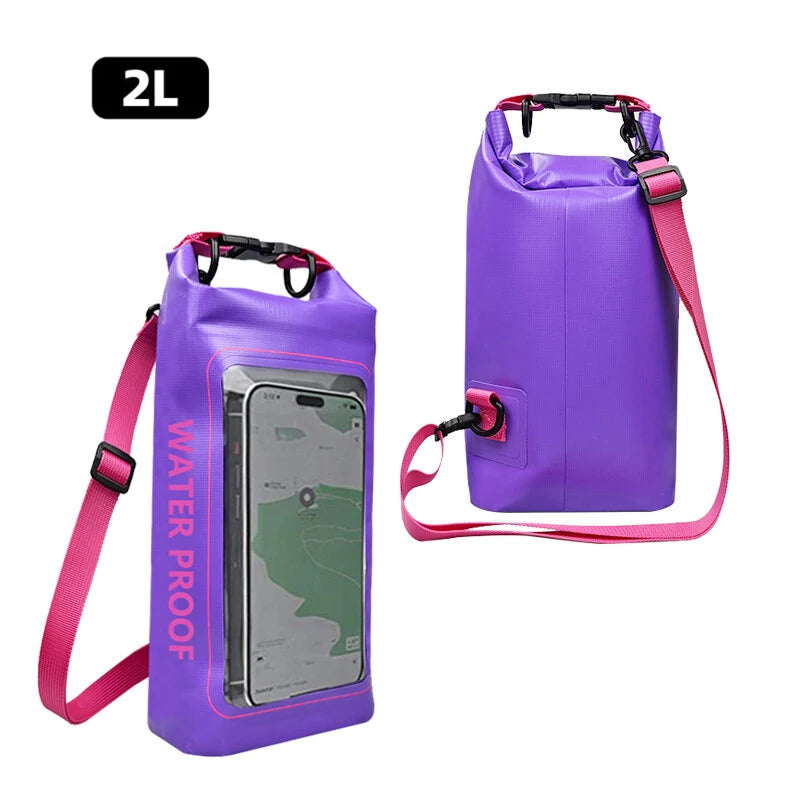 5L Large Capacity Dry Bag Swimming Pack Touch Screen Outdoor Waterproof Kayak Storage Bag Trekking Drifting Rafting Surfing Boating Backpack