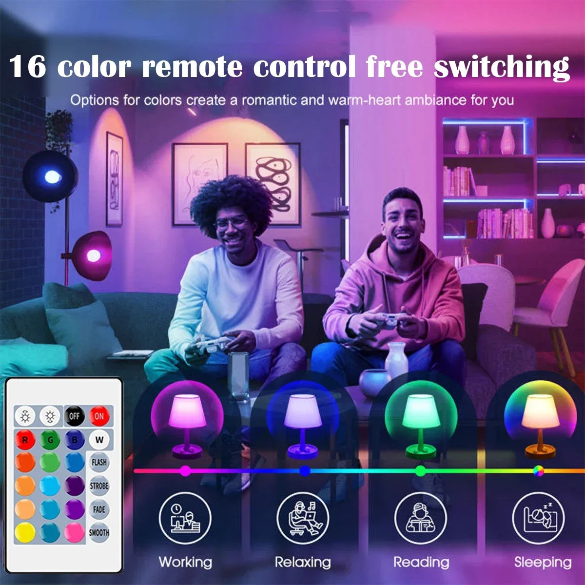 NEW Arrivals 5-10 PCS Set Smart RGB-6000K LED Bulb Spotlight E27 E14 B22 GU10 with Infrared Remote Control, Suitable for Colorful Home Bedroom Living Room Party  Lighting