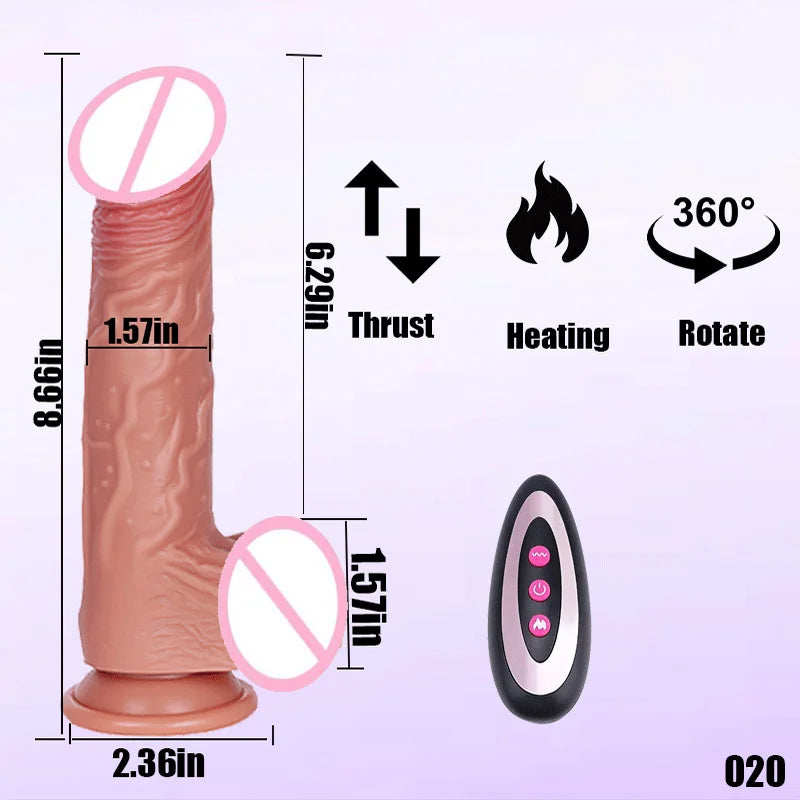 Realistic Large Vibrator Dildo for Women with Heating and Thrusting Functions Realistic Penis Vibrator Anal Plug Penetration