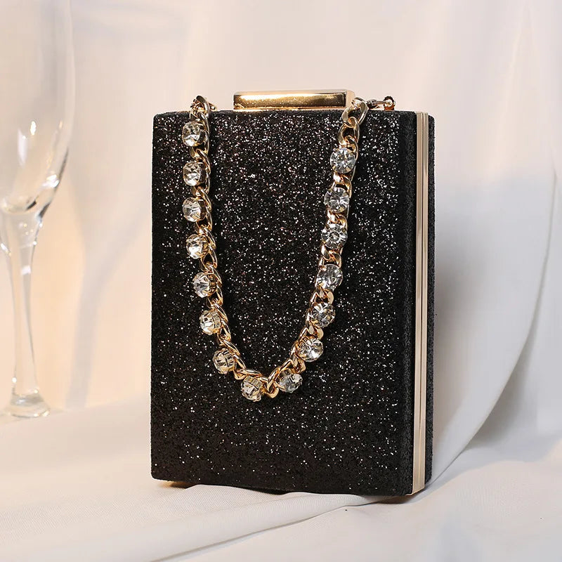 Women Glitter Evening Clutch Bags Fashion Diamond Chain Banquet Wallets Wedding Dinner Handbags Mobile Phone Purse Party Gifts