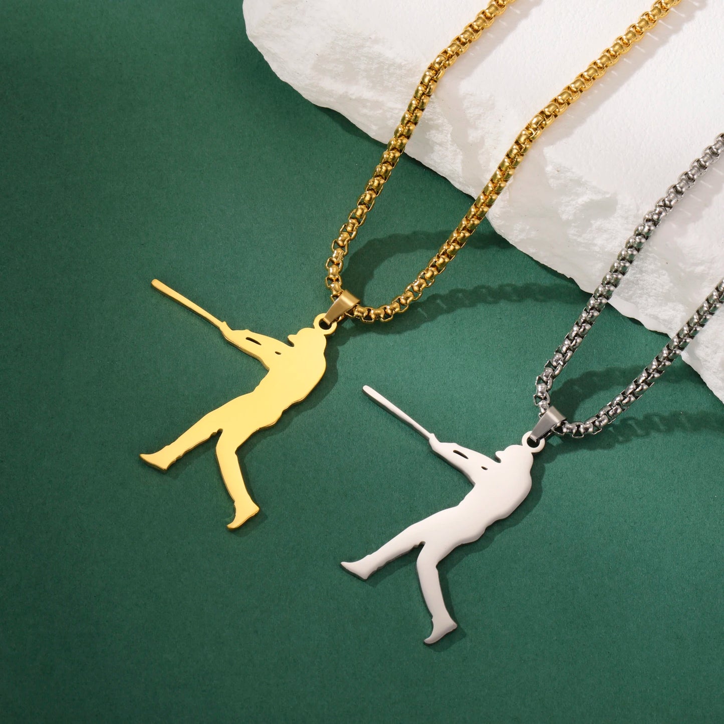 Baseball Gold Necklace Teen Boy Neck Chain Stainless Steel Pendant Necklace Fashion Sport Jewelry Men Sport Enthusiast Gifts