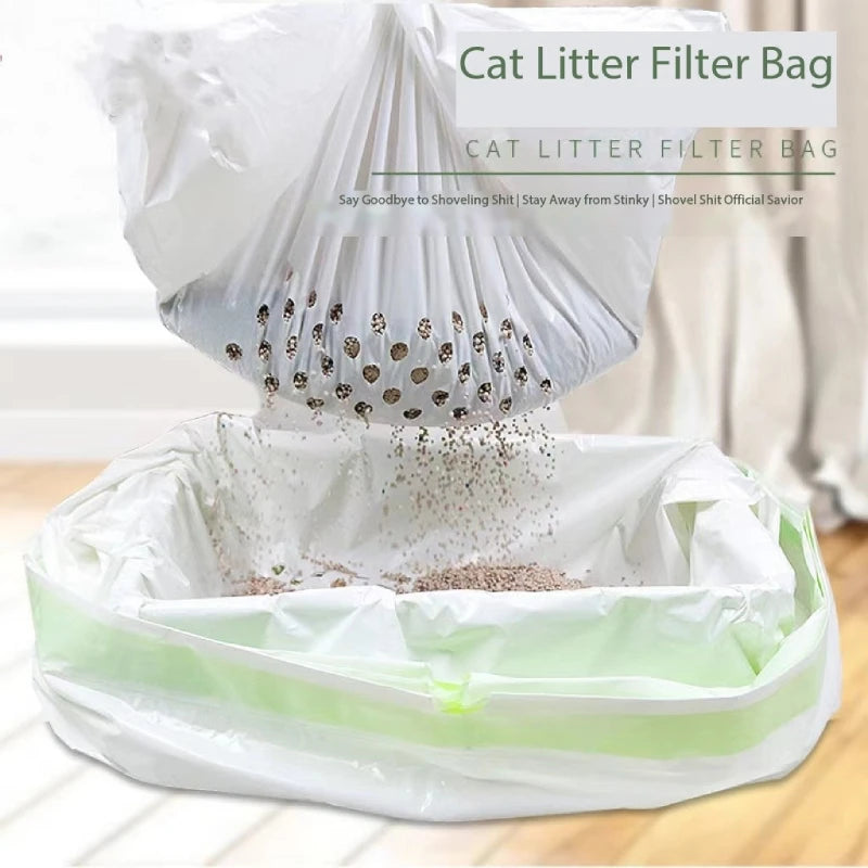 Large Cat Poop Bags for Sifting Cat Litter Bags with Drawstring Easy Cleaning Cat Liners Bag