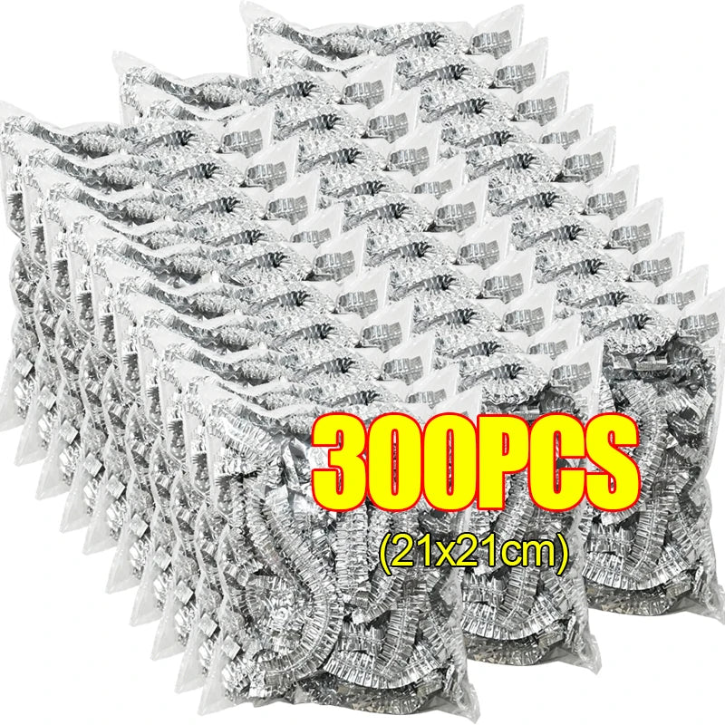 300 PCS Set Home Outdoor Travel Camping Picnic  Aluminum Foil Cover Reusable Heat Insulation Heat Preservation Food Grade Keep Food Fresh Oven Kitchen Takeaway Nutrition Bags