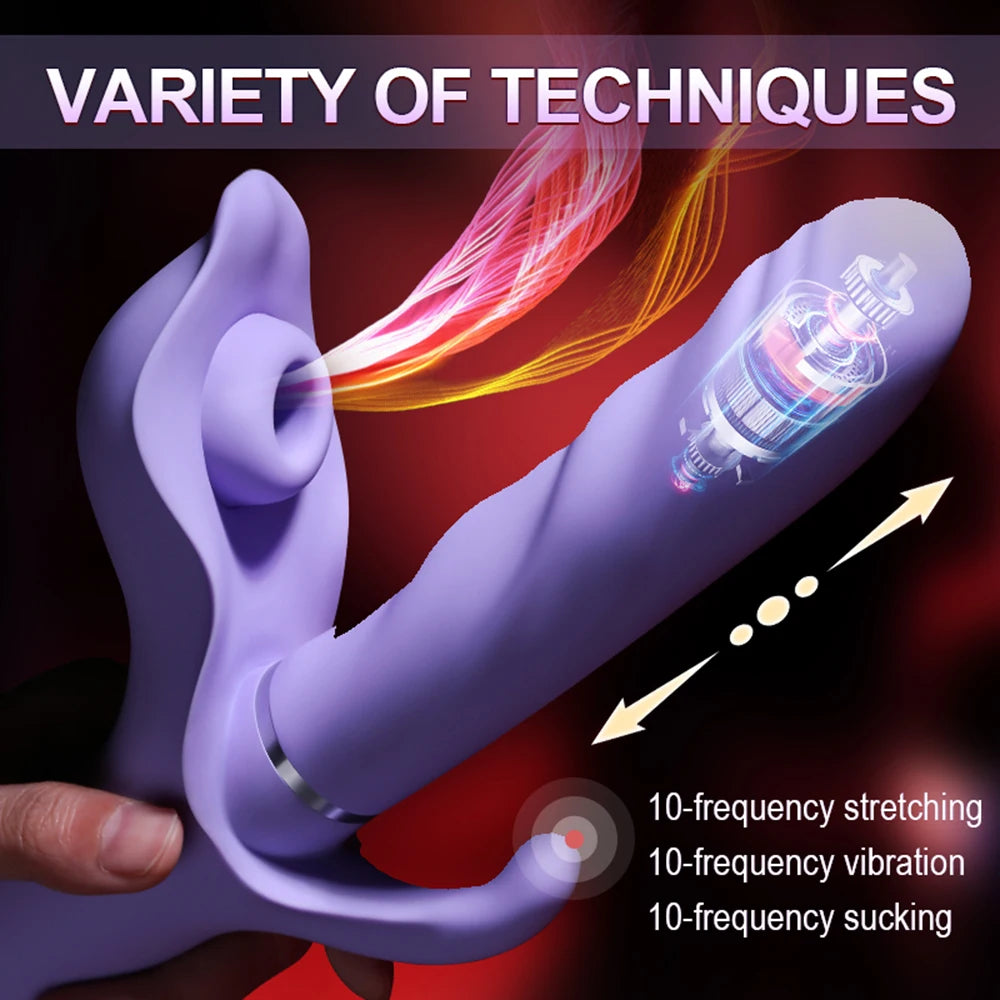 10 Modes Telescopic Vibrators For Women Clitoris Stimulator Anal Plug  Vagina Sucker Masturbator Mute Waterproof Adult Sex Toys