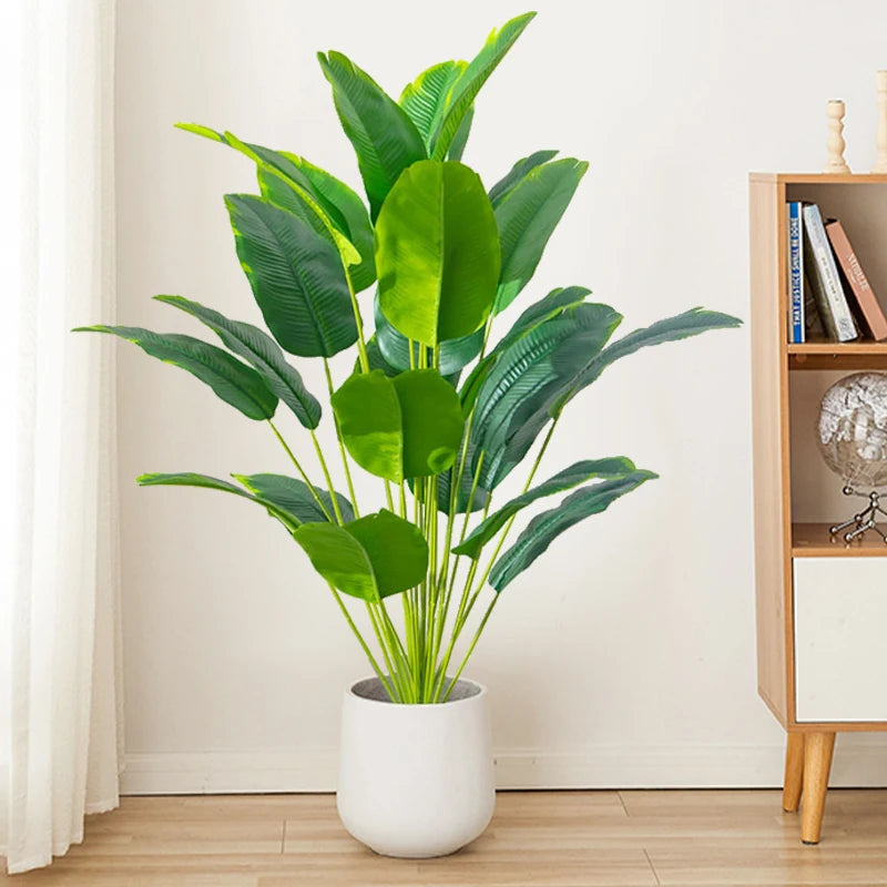 88cm 24 Leaves Large Tropical Palm Tree Fake Banana Plants Leaves Real Touch Strelizia Plastic Monstera Plant for Home Garden