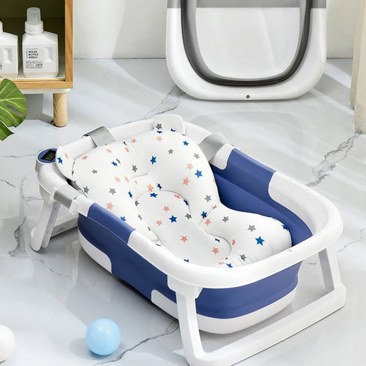 NEW Arrivals Real-Time Temperature Silicone Foldable Baby Take A Bath Bathtub Non-Slip Foot Bath Bucket Folding Bathtub Bathroom Basket Tub Babies Personal Care Supplies