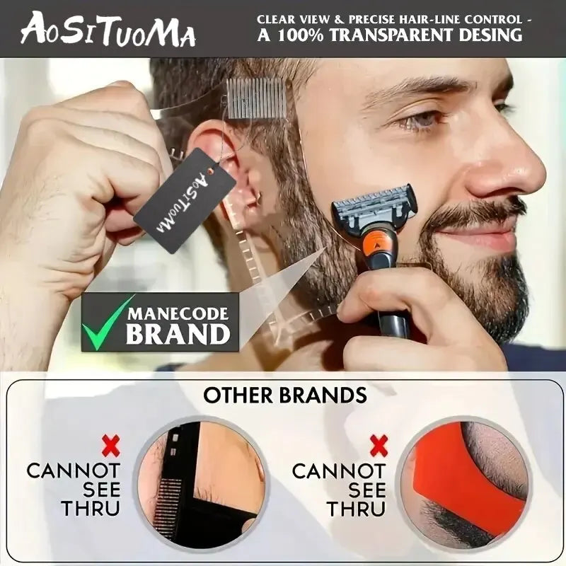 Beard Styling Comb Clear Beard Ruler Men's Care Comb Sideburns Beard Trim Contour Tool