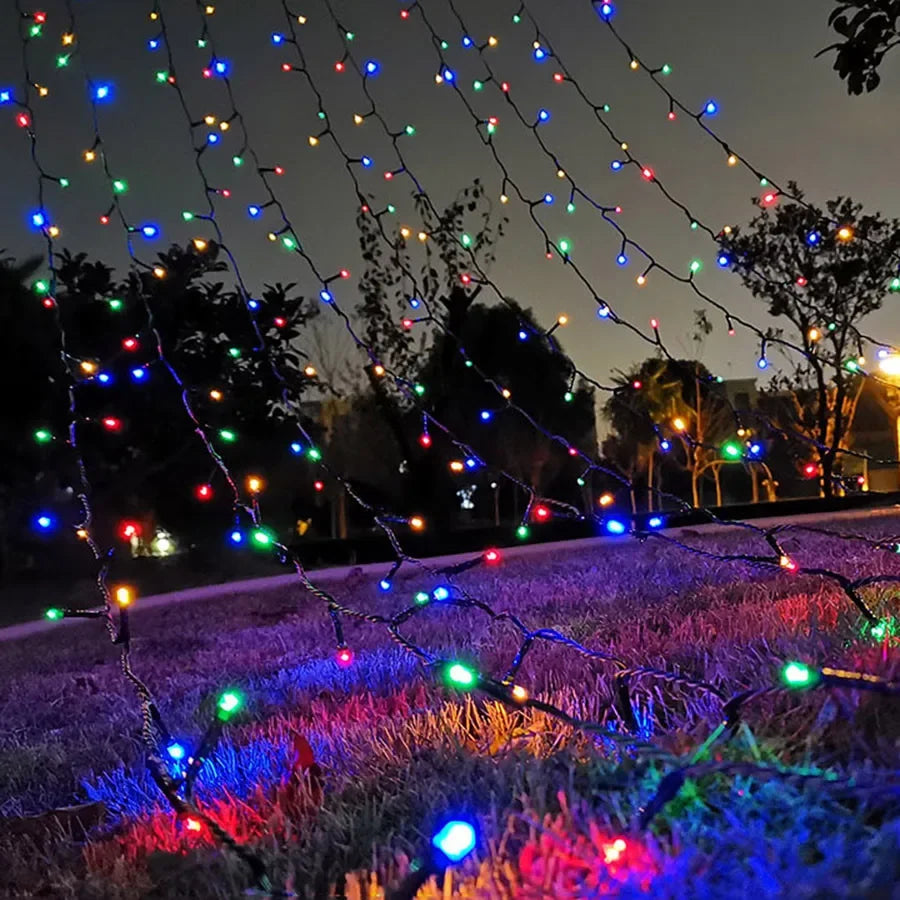 NEW Arrivals Green Wire String Lights Outdoor 20M 50M 100M Plug in Christmas Garland Light Waterproof LED Fairy Light 8 Modes for Tree Decor Christmas New Year Eve Accessories Supplies