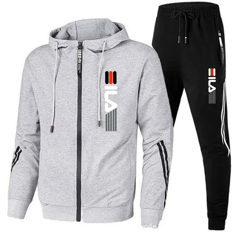 NEW Arrivals 2PCS Set M-3XL 6 Colors Men's Hooded Tracksuit, Zipper Jacket and Sweatshirt Set , Men's Workout Clothes, Hiking Running Gym Sports, Autumn Winter Men Male Fashion Apparel Supplies