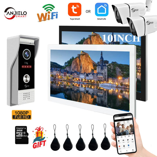 TUYA 10 Inch WiFi 1080P Video Intercom Smart Home Wireless Video Door Phone RFID Access Control System intercoms for Apartments