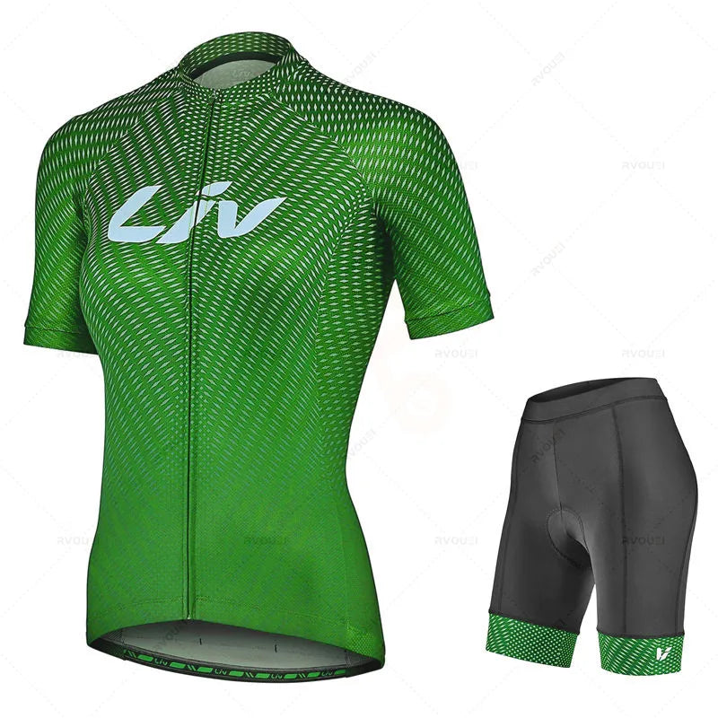 NEW Arrivals S-4XL Plus Size Professional Cycling Racing LIV PRO Cycling Jersey Set Woman MTB Bike Clothes Summer Bicycle Clothing Cycling Set Maillot Conjunto Girls Female Sports Apparel Supplies