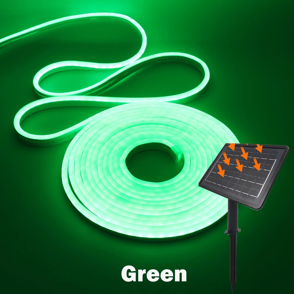 NEW 10M DC24V Solar LED Neon Strip Light Waterproof Warm White Blue Red Pink 6x12mm 2835 120LEDs/m Flexible Neon Rope Light Garden Decor