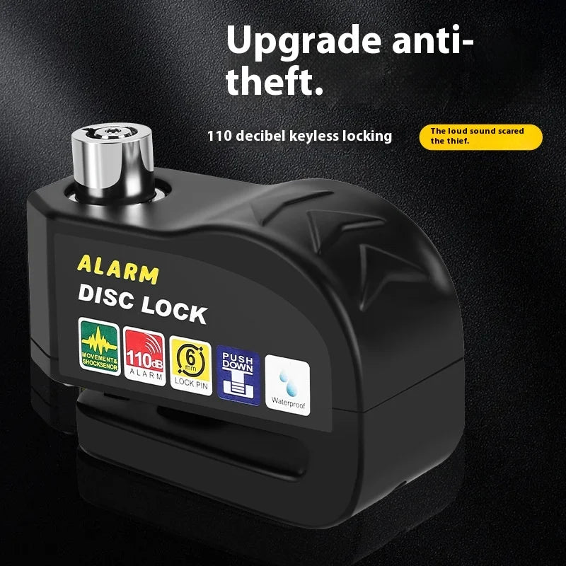 NEW Arrivals Blue/Black Color  Bicycle Motorcycle Scooter Electronic Alarm 110dB Lock Disc Brake Lock For Motorcycle Bicycle High Security Weatherproof Easy To Use