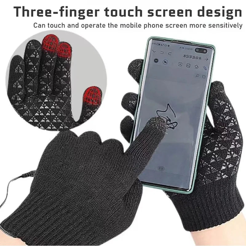 Full Hand USB Heated Gloves Touchscreen Rechargeable Thermal Thickened for Skiing Motorcycle Cycling Commuting Outdoor Winter Activities
