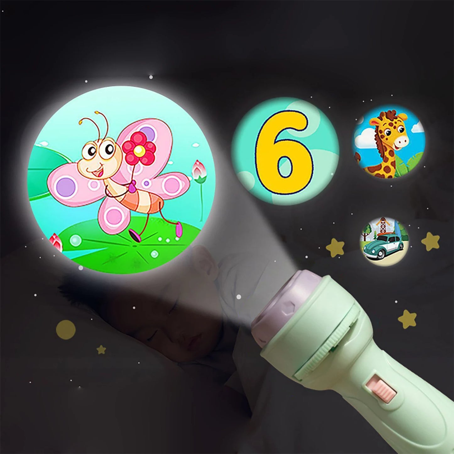 3 PCS Set Children's Projection flashlight Toy, Luminous Projector Early Education Cognitive Fun Pattern
