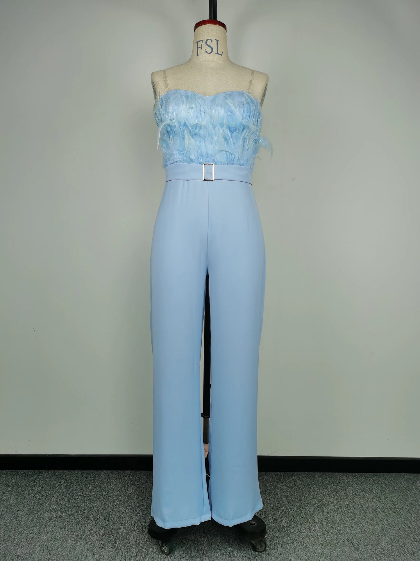 NEW Arrivals Luxury Women Female Elegant Long Jumpsuit Strapless Slash Neck Feather Tube Top Sexy Summer Evening Business Dinner Autumn Night Clubwear Party Girls Ladies Luxury Fashion Clothing Supplies