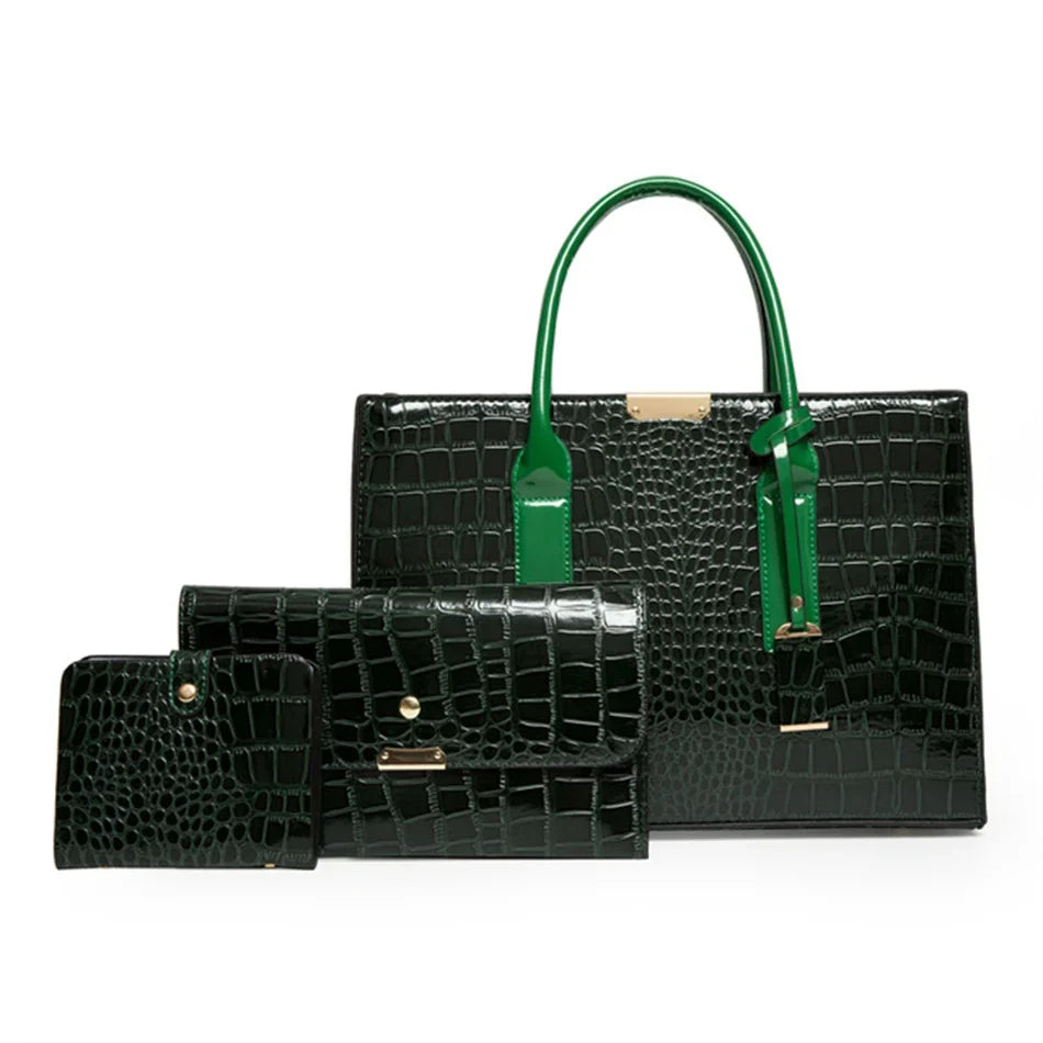 NEW Arrivals 10 Colors/Patterns 3 PCS Set High Quality  PU Leather Women Messenger Bags Crocodile Female Crossbody Shoulder Hand Bags for Women High Quality Ladies Handbags