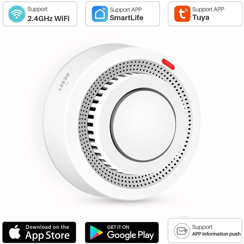 1/2/3/4//5 PCS Set Wi-Fi APP Control Remote Smoke Detector Wireless Photoelectric Sensor Fire Alarm Home Kitchen Hotels Business Mall Factory Security System Work with Smart Life Alert Sound Alarm
