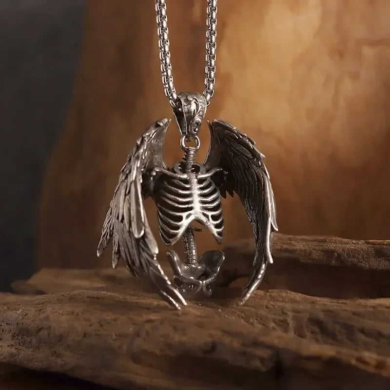 26 Types Gothic Hell\'s Grim Reaper Scythe Pendant Mystical Demon Skull Necklace Men\'s Motorcycle Punk Rock Halloween Jewelry