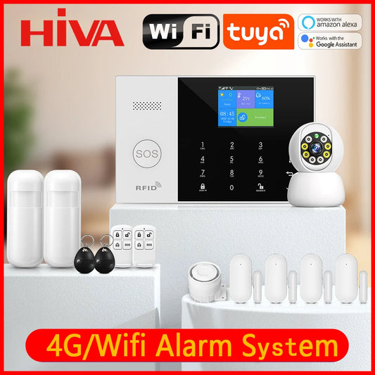 4G WiFi  Alarm System 433MHz Home Burglar Security with Motion Sensors Remote Control 11 Languages Wireless Alarm System Kit