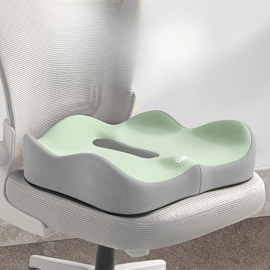 NEW Arrivals 1PC Memory Foam Seat Cushion - 3D Ergonomic Support| Light Green & Grey, Washable Polyester, Car/Office Essentials Hip Legs Support Pillow