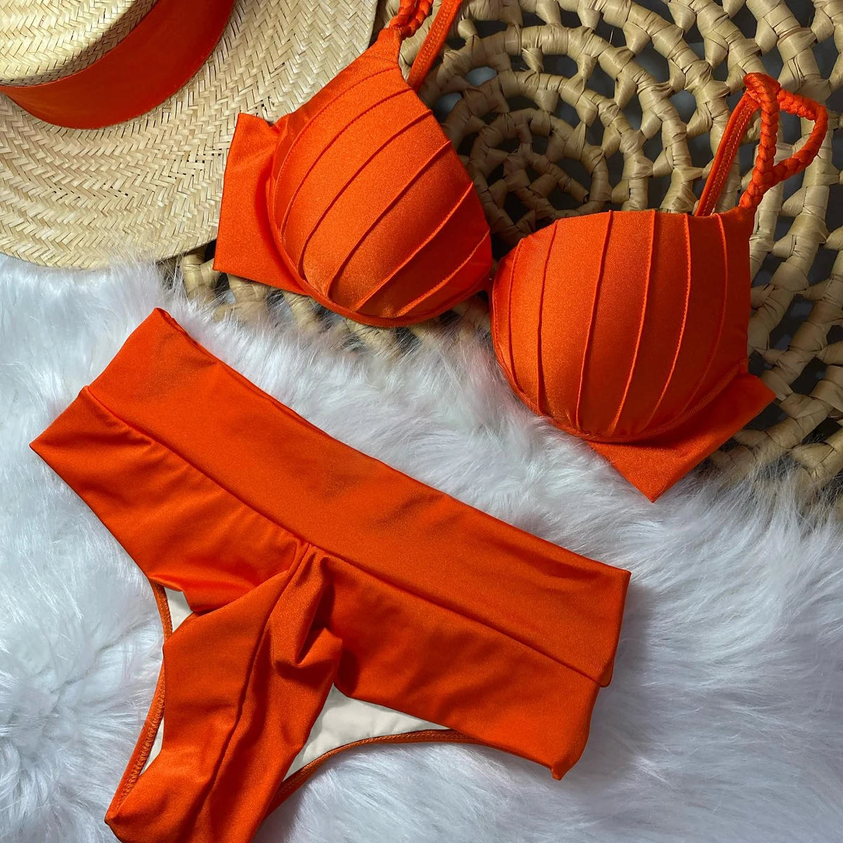 Women Sexy Brazilian Bikini Set Multi-Colors High Waist Black Girls Swimwear Push Up Bikinis Swimsuit Female Bathing Suit Ladies Sexy Beach Wear