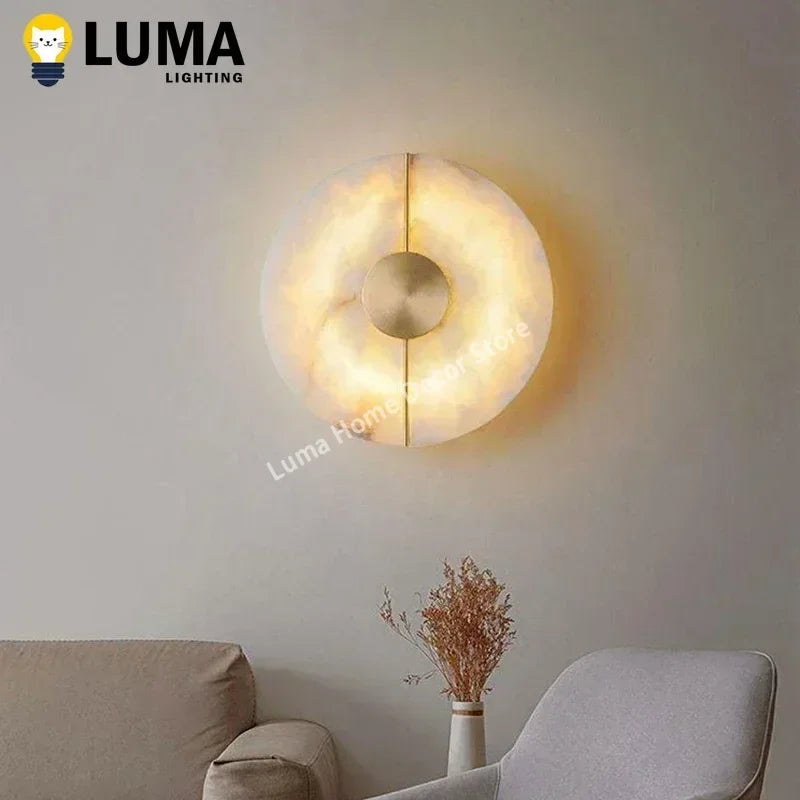 Modern Luxury Creative Marble Wall Light - Alabaster Marble Wall Sconce for Bedroom Bedside Living Room Aisle Indoor Decor