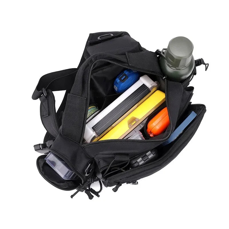 Multifunction Waist Bag Fishing Rod Bag Tactical Backpack Crossbody Bag Fishing Rod Holder Tackle Lures Bag