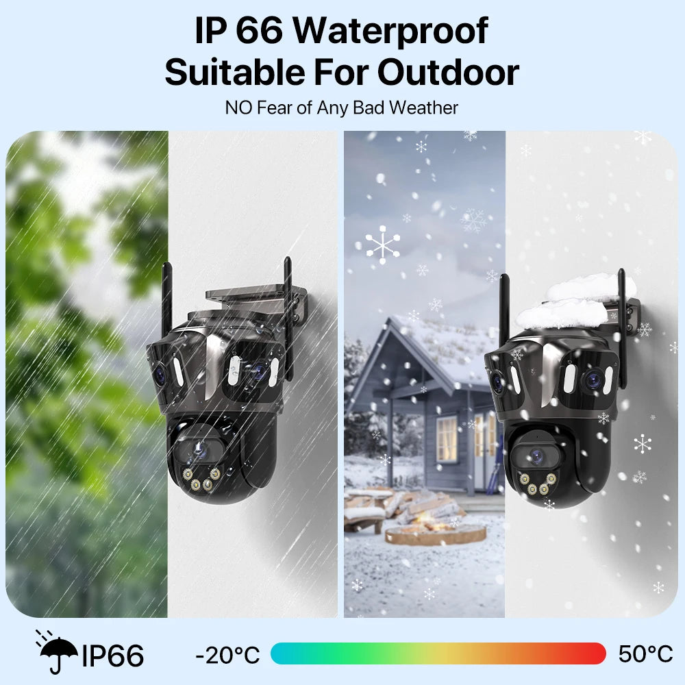 NEW 15MP HD 3 Screen WI-FI IP 2 Ways Voice Intercom Camera Outdoor 4K Dual Lens Camera Ai Human Detection Waterproof CCTV Video Security Camera Home Office Factory Security Systems