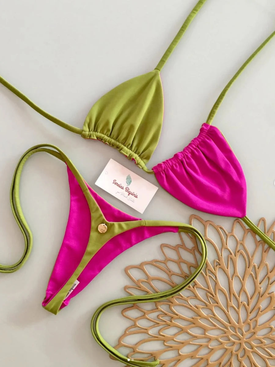 NEW 5 Colors UK Size Sexy Micro Bikini Set Swimsuit Thong Female Bathing Brazilian Women Swimwear Biquini Suit Sexy Up Bikinis Mujer