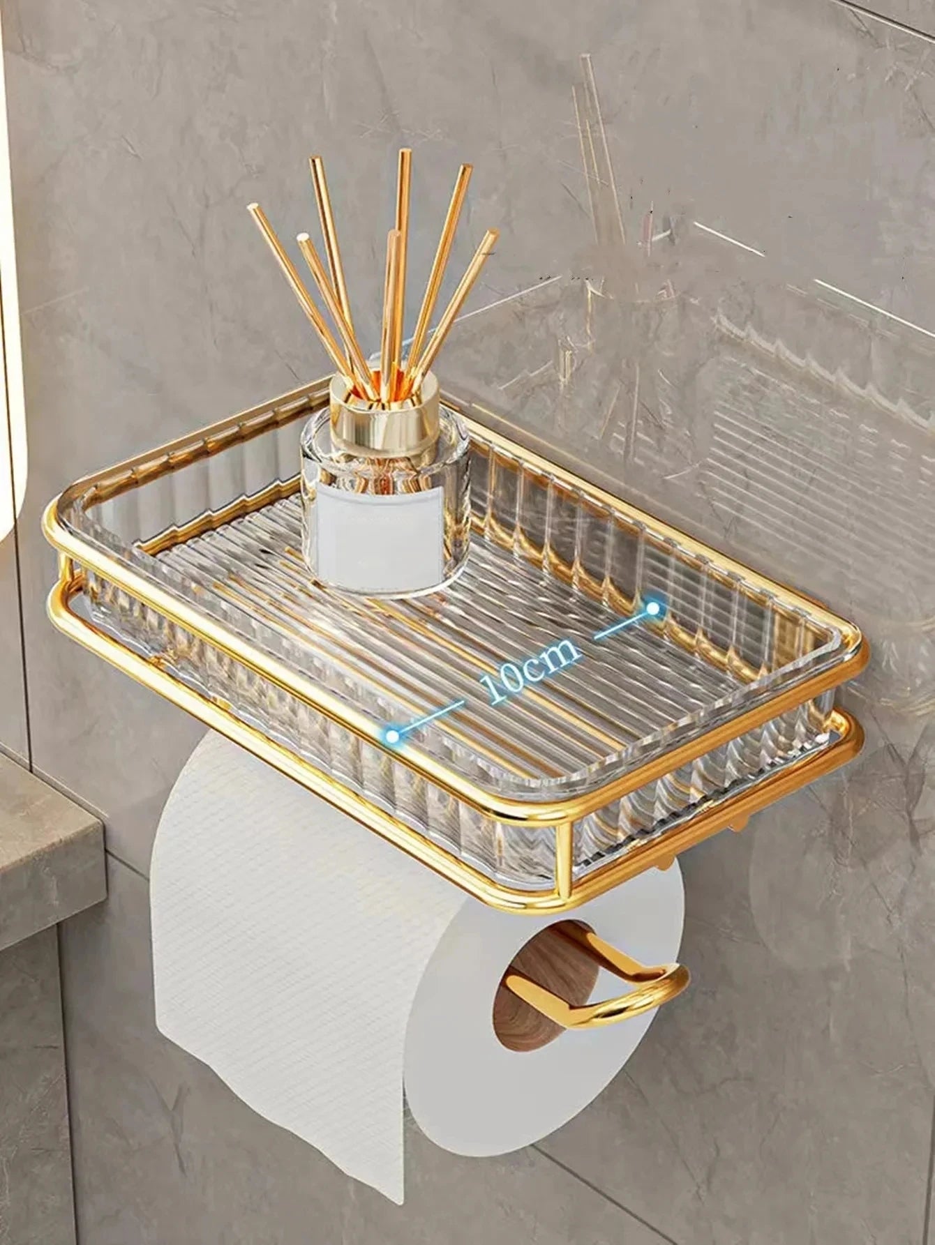 Light Luxury Bathroom Roll Paper Holder Tissue Box Free Punching Wall Hanging Toilet Organizer Phone Stand Bathroom Accessories