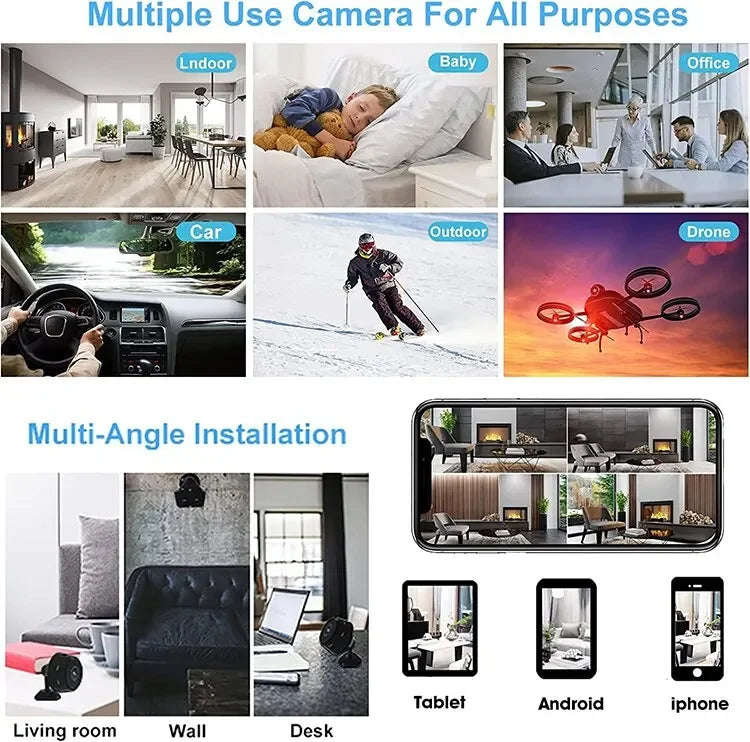 NEW 4 PCS Set  A9 Mini Camera Wi-Fi Wireless Security Protection Remote Monitor Camcorders Video Surveillance Smart Home Mini Night Vision Cam HD Camera Home Office Security Supplies