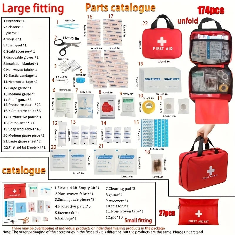 245PCS Deluxe First Aid Kit with Carrying Pouch, Outdoor First Aid Kit - Essential Emergency Kit for Camping, Hiking and Travel