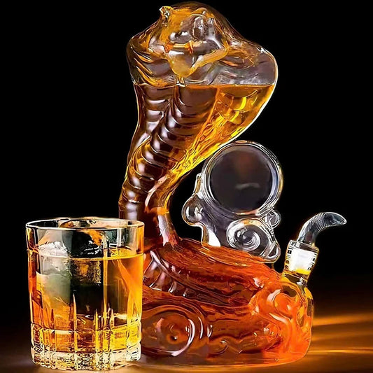 1000ml Cobra Shape Whiskey Decanter, Hand Blown Glass Liquor Bottle with Stopper,  Animal Wine Carafe for Bar, Whiskey Scotch Bourbon Home Bar Drinkware Pubs Night Club Barware Accessories