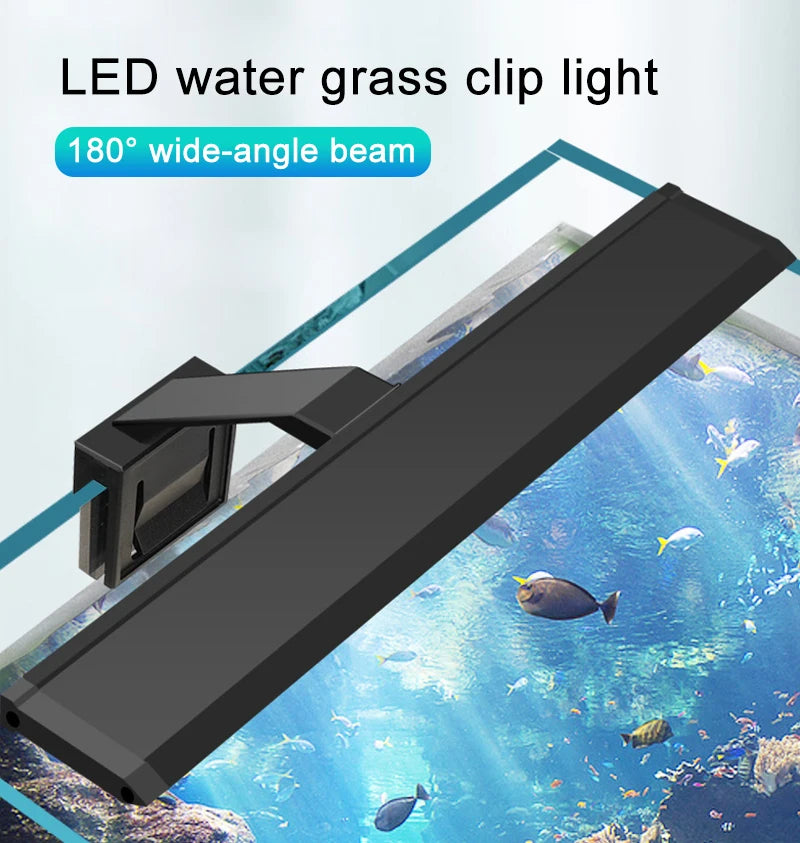 Aquarium LED Fish Tank Light Super Slim Plants Grow Clip Lights Lamp Aquatic Aquarium Lamps Lighting 220V 5W/7W/9W/12W/16W Home Office Hotels Restaurants Decoration Supplies