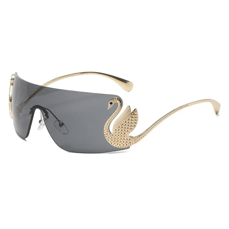 New Y2k Vintage Rimless Sunglasses Women Luxury Brand Design Sun Glasses Punk Popular One Piece Lens Eyewear