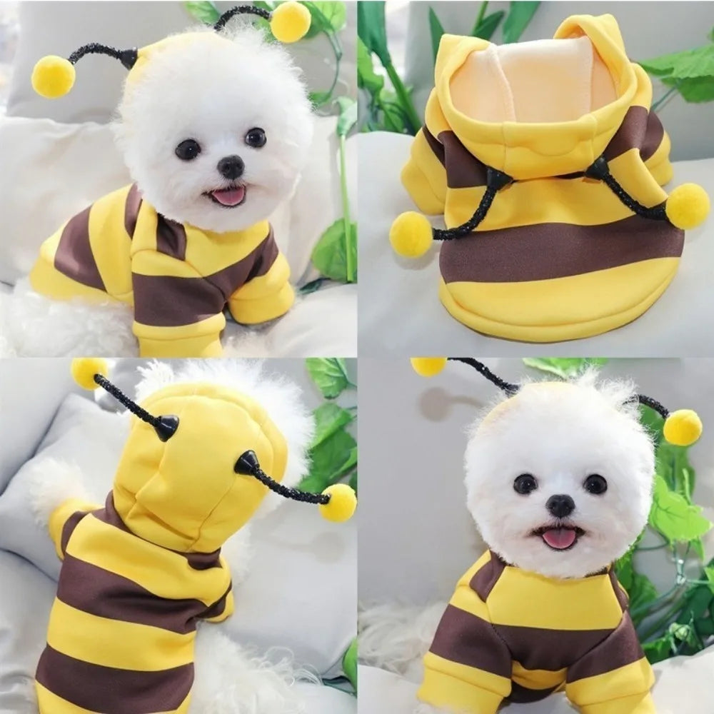 1Pcs Bee Hoodie Puppy Apparel Cartoon Outfit  Dog Cat Hoodie Halloween Cosplay Costumes New Pet Products