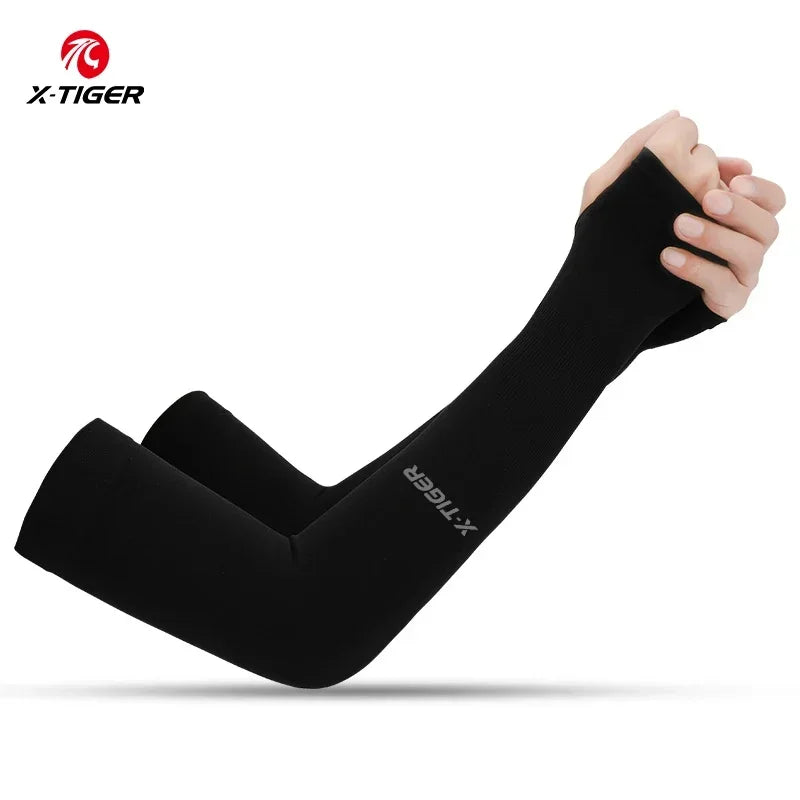 NEW Arrivals 2 Pair Set Cycling Outdoor Running Fitness Gym  Arm Sleeves Ice Fabric  Anti-UV Sunscreen Running Cycling Sleeve Arm Warmers Women Men Sports Accessories Supplies