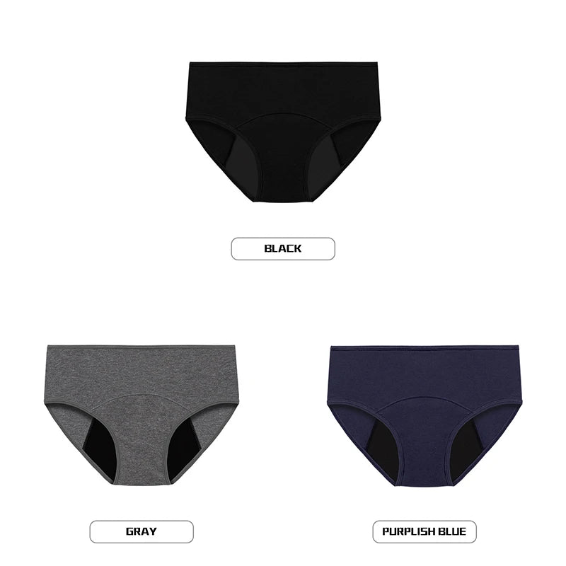 NEW 3 PCS Set S-3XL Plus Size  Menstrual Panties for Women Leak Proof Briefs Cotton Lingerie Absorbency Physiological Underwear Period Underpants