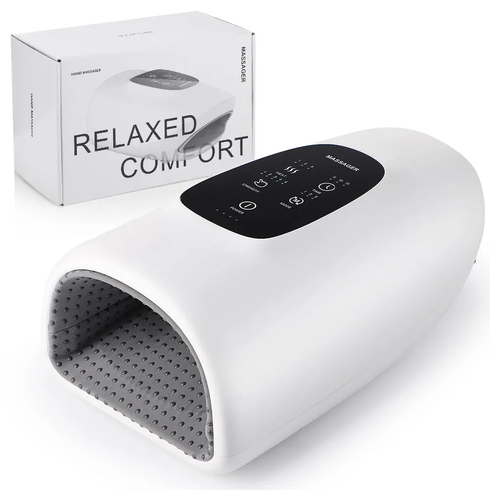 3-5 Modes Touch Screen 360° Air Pressure Hand Massager 5 Levels 3 Modes Airbag Shiatsu Kneading Palm Wrist Fingers Acupoint Hot Compress Type C Charging Port Hand Pain Relief Massager Relaxation Device