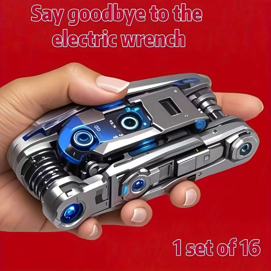 NEW Arrivals 16-in-1 Socket Wrench Set, Non-Slip Rotating Head. Durable Stainless Steel for Home & Car Repairs. Easy & Universal Tool.