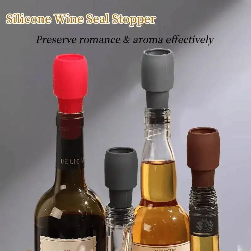 5 PCS Set Silicone Wine Stoppers Flexible Silicone Beverage Bottle Sealer Portable Wine Beer Glass Bottle Sealers Vacuum Keep Fresh Plug Bar Pubs Restaurants Hotels Tools