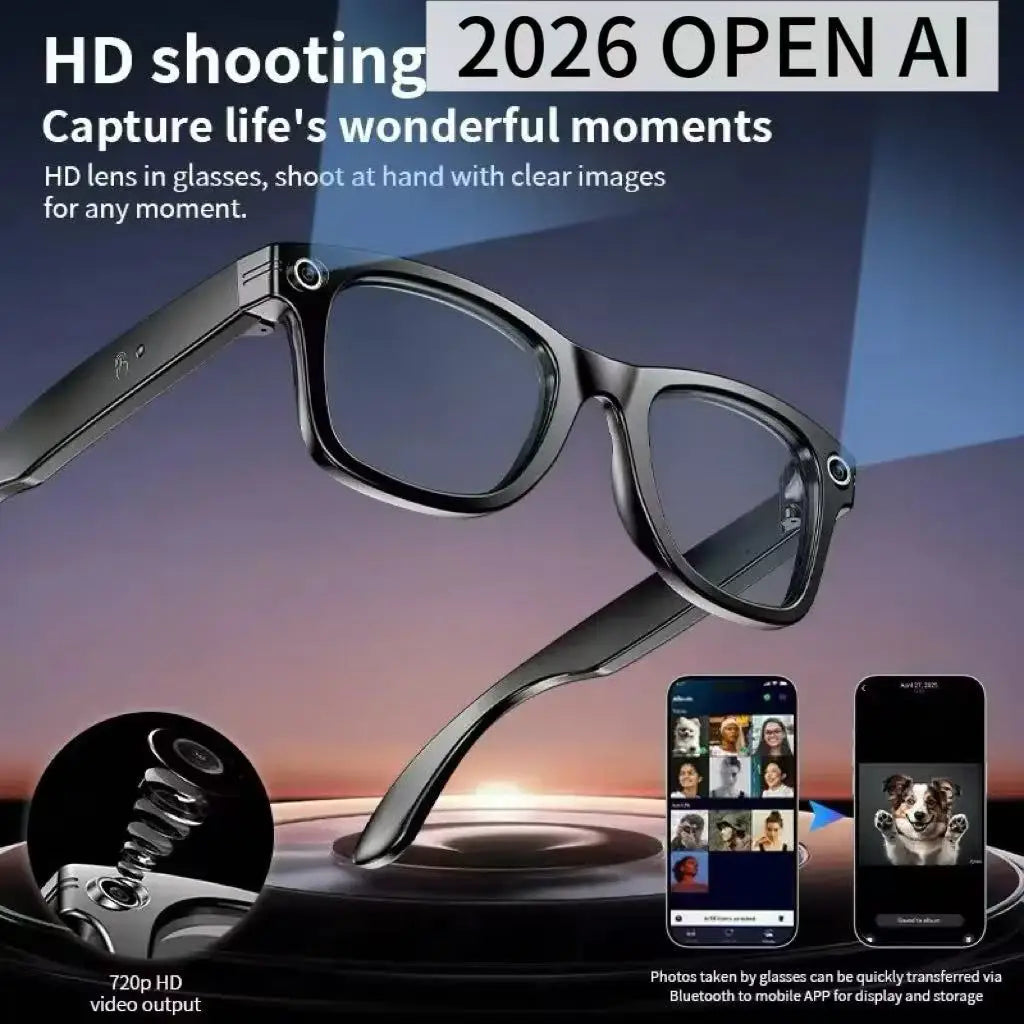 TOP 1 for Meta AI ChatGPT Smart Glasses 13MP Camera Video Recording 100+ Languages Translation Sunglasses Bluetooth Call Music Play