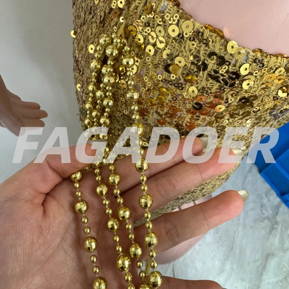 2 PCS Set S-XL UK Size Sexy Hollow-Out Sequin Woman Solid Deep V-Neck Crop Top and Tassel Pants Female Evening Beach Party Night Clubwear Prom Luxury Suit