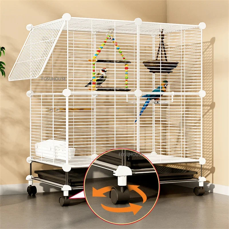 Transparent Parrot Bird Cages Budgie Canary House Portable Large Birdcage with wheels Luxury Breeding Cages Birds Pet Supplies