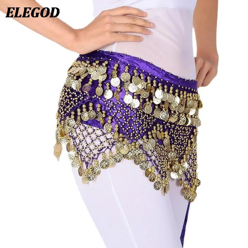NEW Luxury Women Belly Dance Waist Belt Skirt Adult Sexy Indian Dance Hip Wrap Waist Chain Oriental Lady Belly Dance Hip Scarf Velvet Skirt