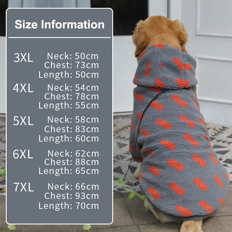 3XL=7XL  Winter Big Dog clothing Lamb Wool outerwear for Large Dog Warm Labrador Samoyed Border Collie Clothes Pet Supplies