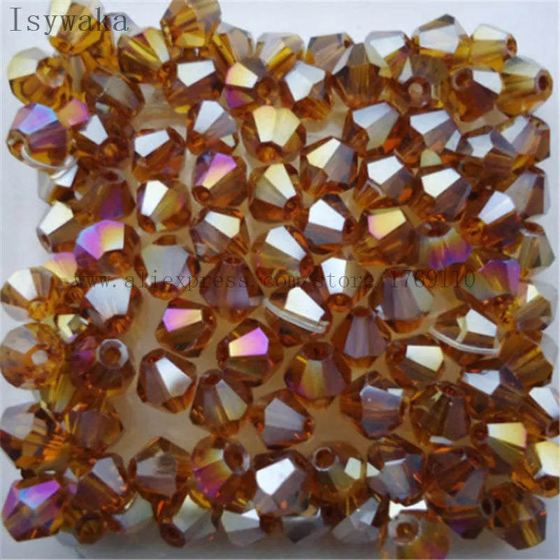 33 Colors 100 PCS Set Blue Multicolor 4mm Bicone Austria Crystal Beads Charm Glass Beads Loose Spacer Bead for DIY Jewelry Making Apparel Accessories Tools Set