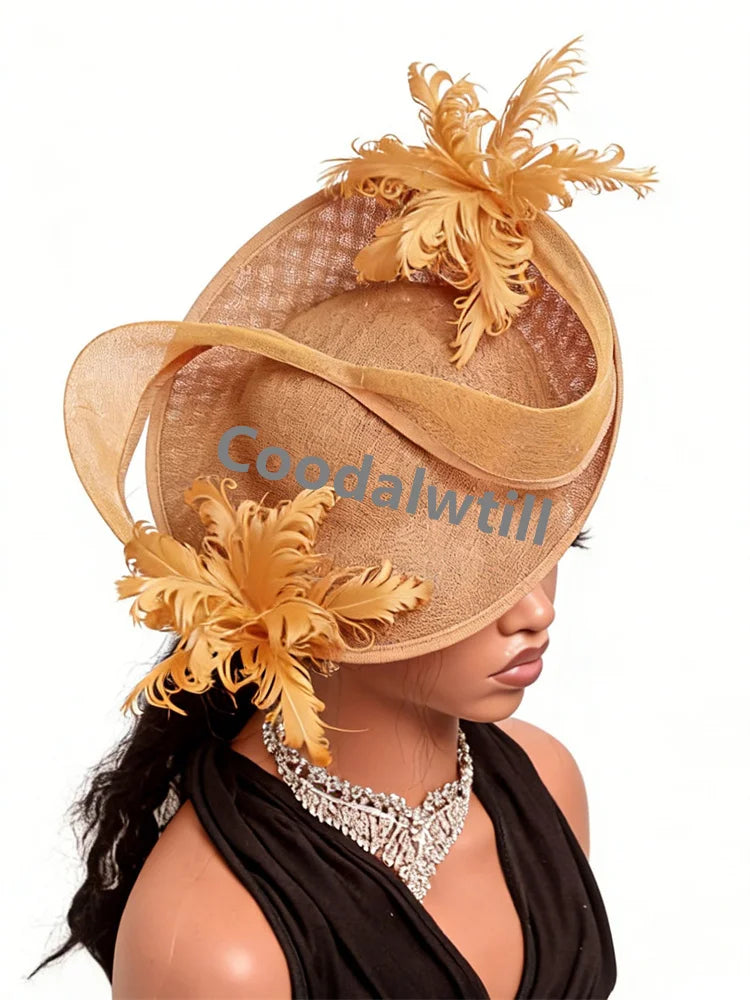 21 Colors Royal Ascot Horse Racing Women Femme Luxury Fascinator Kentucky Ladies Tea Cocktail Derby Headpiece Feather Fancy Opera Concerts Red Carpet Bride Wedding Hats Apparel Accessories