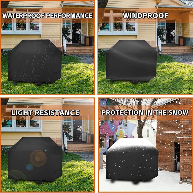Grill Cover Waterproof BBQ Cover Outdoor BBQ Gas Grill Cover Barbecue Smoker Cover with Adjustable Hem Rope JT65